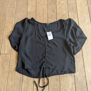 Nwt Juniors Rue21 Black Sheer Crop Top Size Small